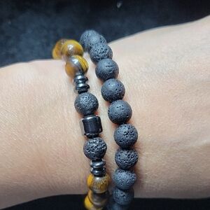 Black and Brown Beaded Bracelet Set
